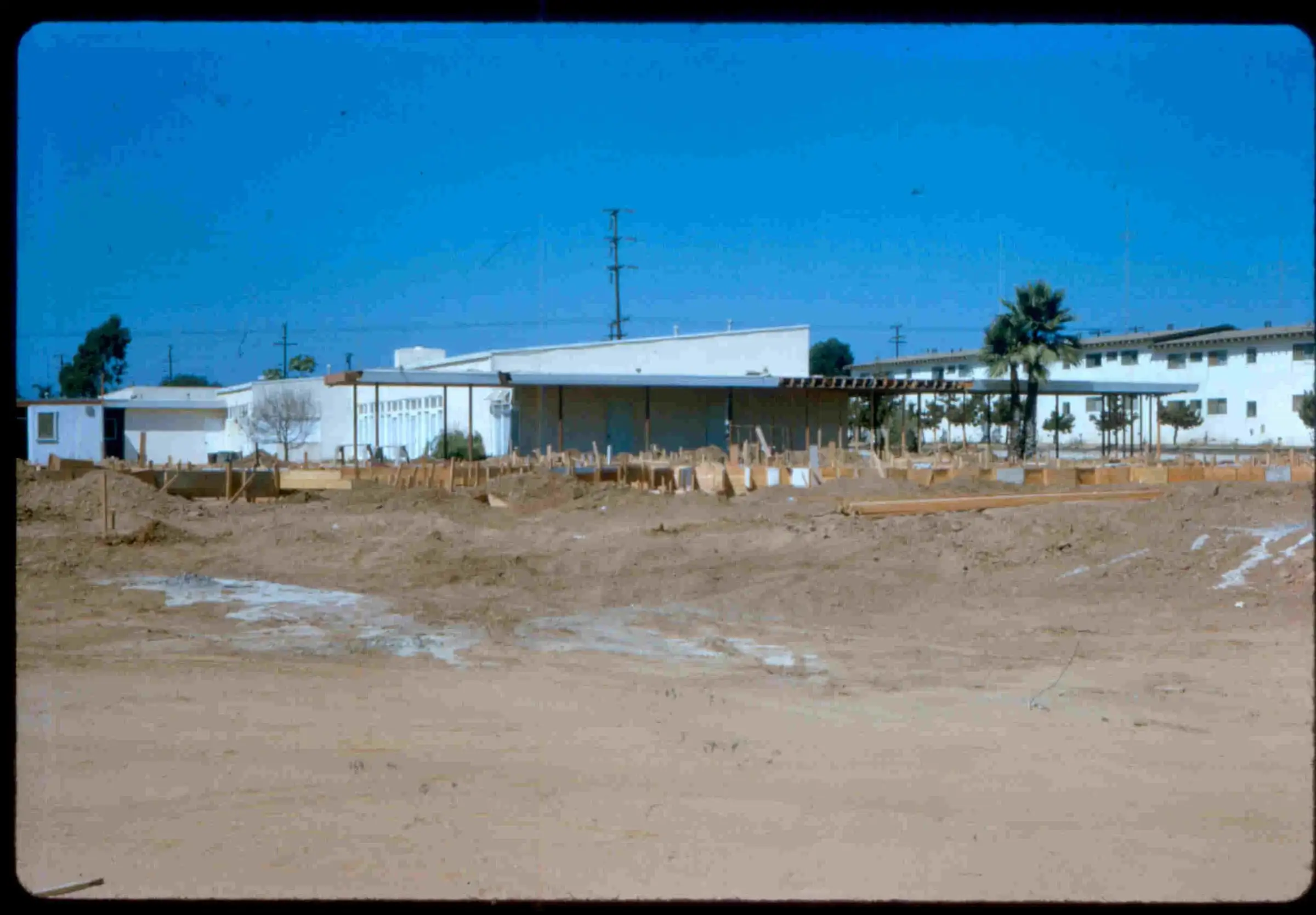 The cleared construction site for the sanctuary foundation