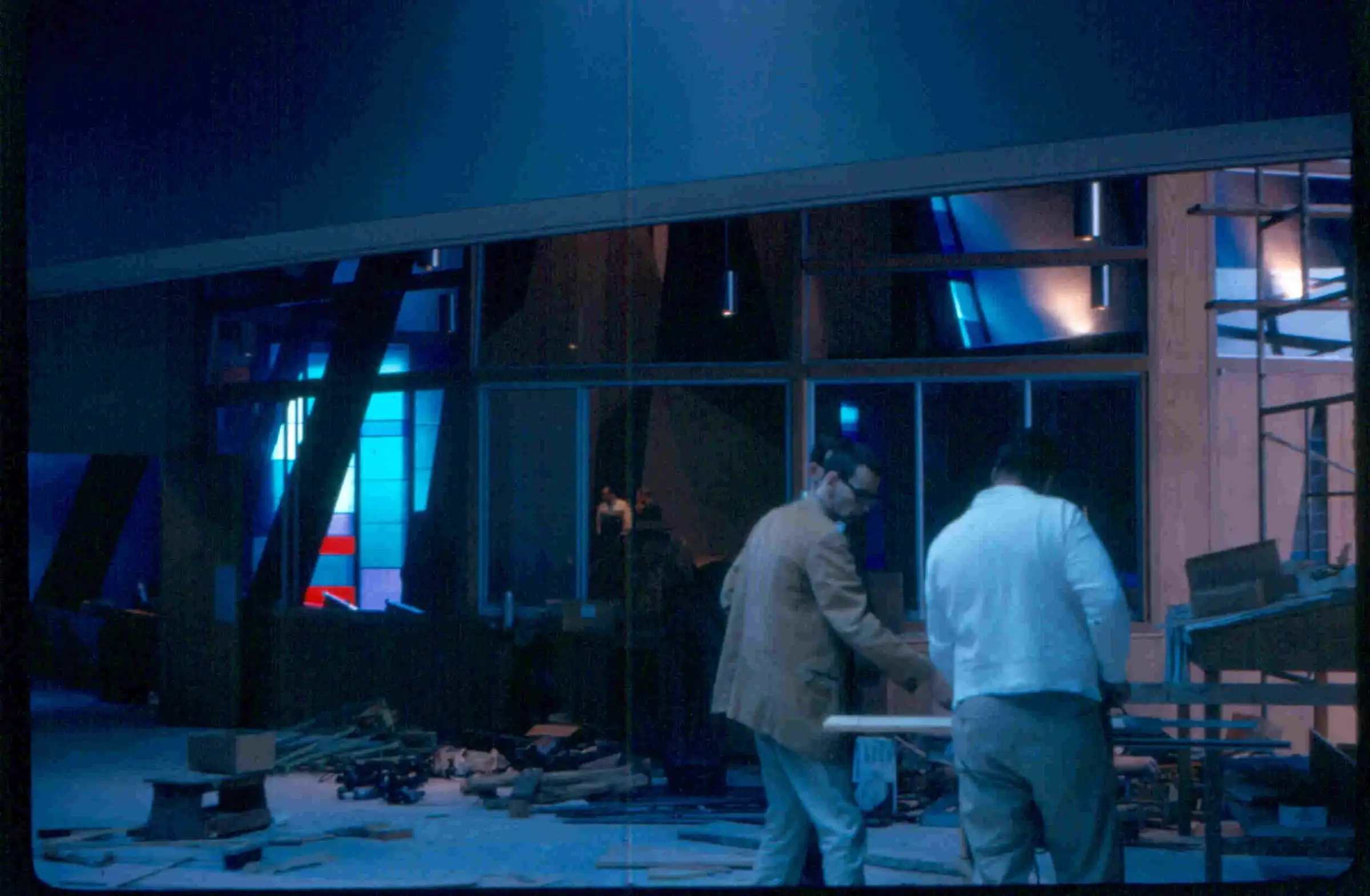 Workers making final preparations inside the new sanctuary